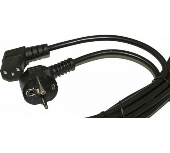 Кабель питания Hyperline PWC-IEC13A-SHM-3.0-BK компьютера Schuko+C13 угловая 3x1.0 432108