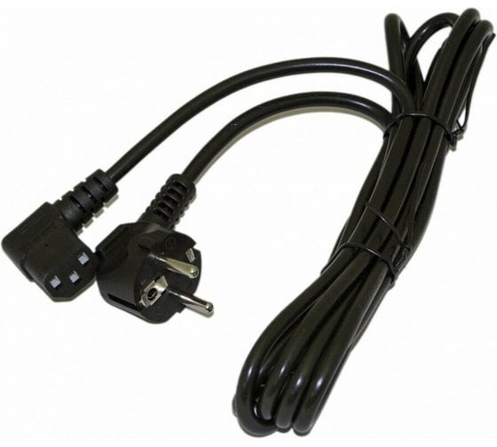 Кабель питания Hyperline PWC-IEC13A-SHM-3.0-BK компьютера Schuko+C13 угловая 3x1.0 432108
