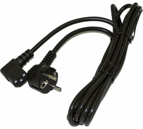 Кабель питания Hyperline PWC-IEC13A-SHM-1.0-BK компьютера Schuko+C13 угловая 3x0.75 432103