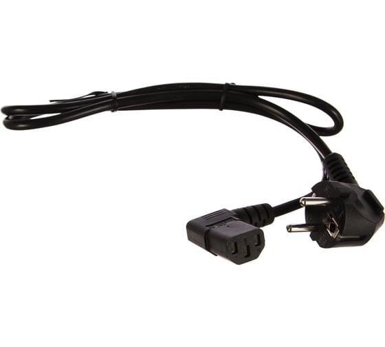 Кабель питания Hyperline PWC-IEC13A-SHM-1.0-BK компьютера Schuko+C13 угловая 3x0.75 432103