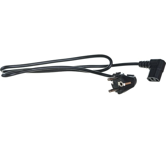 Кабель питания Hyperline PWC-IEC13A-SHM-1.0-BK компьютера Schuko+C13 угловая 3x0.75 432103