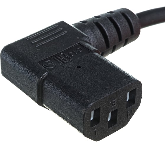 Кабель питания Hyperline PWC-IEC13A-SHM-1.0-BK компьютера Schuko+C13 угловая 3x0.75 432103