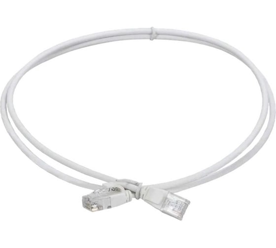 Коммутационный шнур ITK категория 5E, UTP, LSZH, 1,5м, slim, язычок белый PC08-C5EUL-1M5-SL-WT