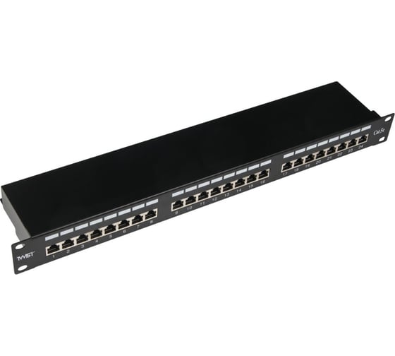 Патч-панель экранированная TWIST ftp 19" 1u 24 порта rj-45 cat.5e, krone idc PP-19-1U-IDC-24-C5E-SH-TWCS