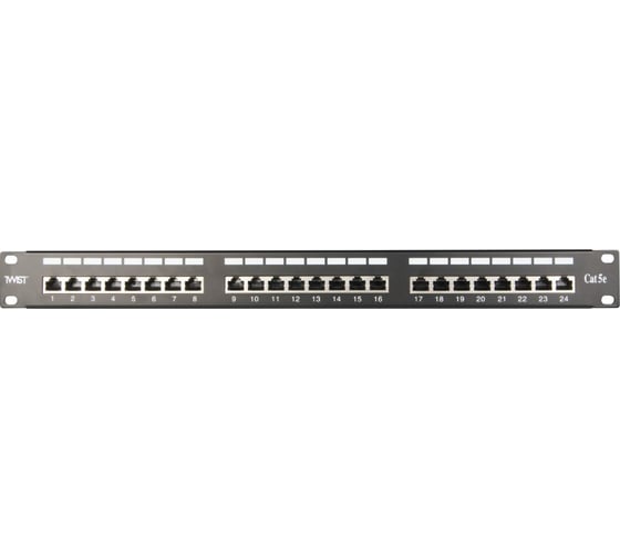 Патч-панель экранированная TWIST ftp 19" 1u 24 порта rj-45 cat.5e, krone idc PP-19-1U-IDC-24-C5E-SH-TWCS