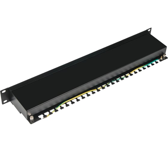 Патч-панель экранированная TWIST ftp 19" 1u 24 порта rj-45 cat.5e, krone idc PP-19-1U-IDC-24-C5E-SH-TWCS