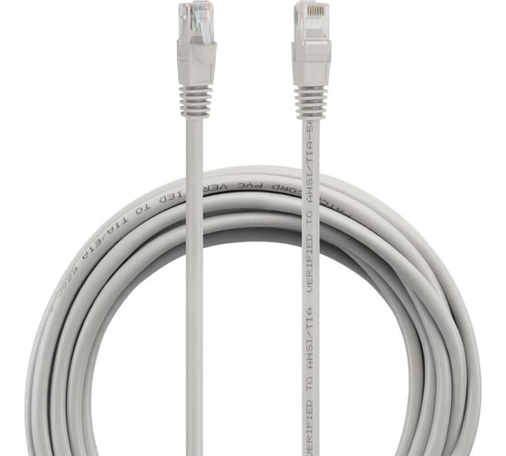 Патч-корд BURO UTP, 4 пары, cat5E, CCA, molded, 5м, серый, RJ-45 (m)-RJ-45 (m) 1428204