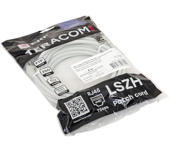 Патч-корд EKF TERACOM PRO Cat.6 экранированный FTP оболочка LSZH серый (5,0м) TRP-6FTP-LSH-5M-GY