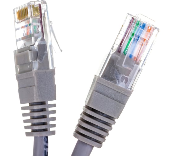 Литой патчкорд Telecom UTP, категория 5е ,10,0м, серый NA102--10M
