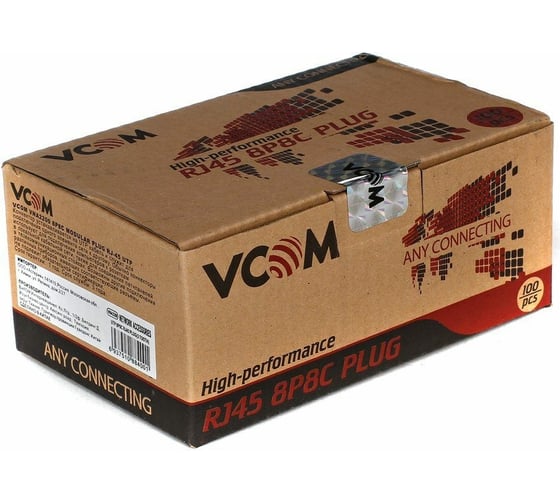 Коннекторы VCOM RJ-45 /8P8C/ для UTP кабеля, 5 категории / упаковка 100 шт./ VNA2200-1/100