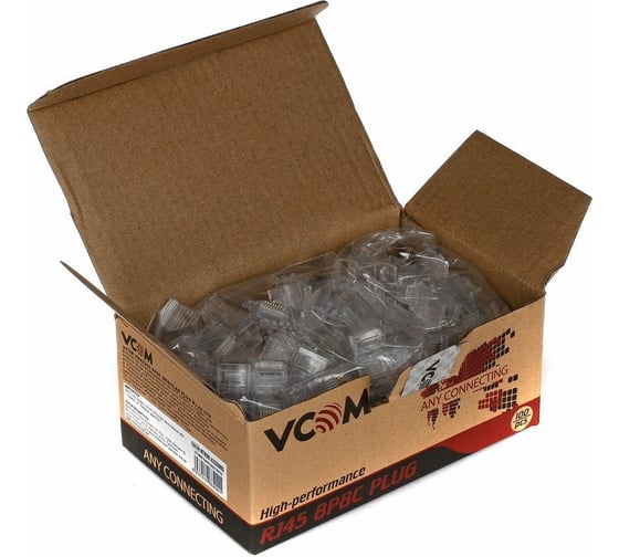 Коннекторы VCOM RJ-45 /8P8C/ для UTP кабеля, 5 категории / упаковка 100 шт./ VNA2200-1/100