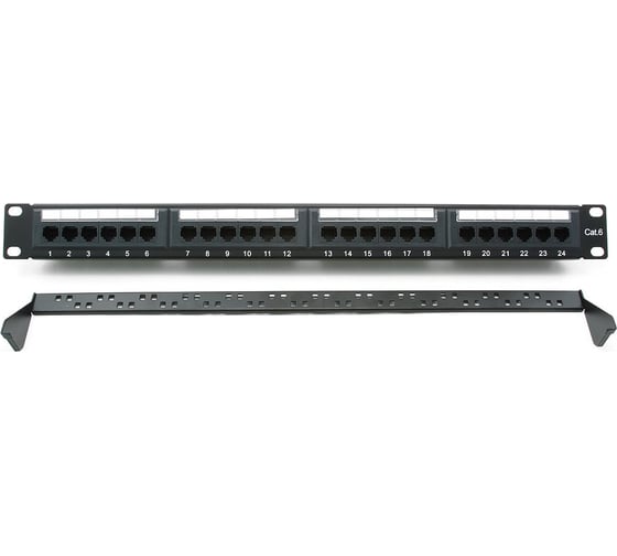 Коммутационная панель Cablexpert с задним организатором, 24 порта, размер 19 NPP-C624CM-001