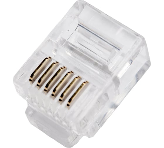 Телефонная вилка Cablexpert контакты 3m, 100 шт., RJ-12 MP-6p6c