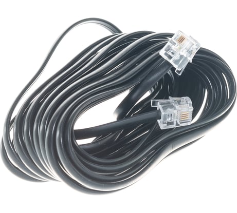 Кабель Cablexpert телефонный аппарат-розетка, 5 м чёрный TC6P4C-5M-BK