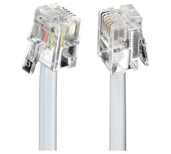 Кабель Cablexpert телефонный аппарат-розетка, 3 м, белый TC6P4C-3M