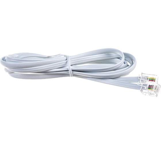 Кабель Cablexpert телефонный аппарат-розетка, 2 м, белый TC6P4C-2M