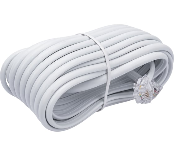 Кабель Cablexpert телефонный аппарат-розетка, 5 м, белый TC6P4C-5M