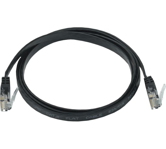 Патч-корд ITK категории 6 UTP плоский 5 м черный PC09-C06U-5M-FL 1