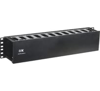 Кабельный органайзер ITK 19 дюймов 2U глубина 60 мм с крышкой пластик черный CO05-2PC