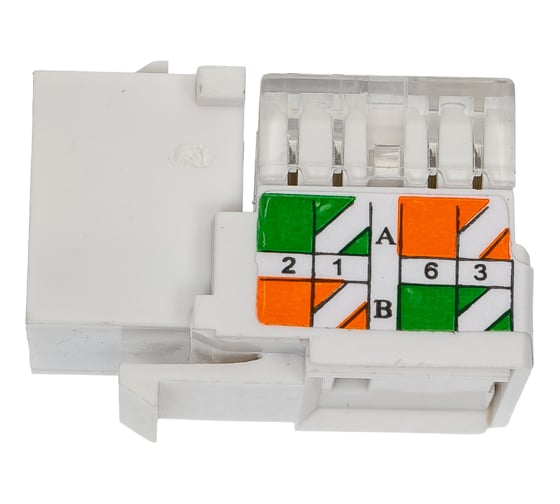 Модуль Keystone NETLAN категория 6, RJ45/8P8C, неэкранированный, белый, 10шт. EC-UKJ-UE2-WT-10
