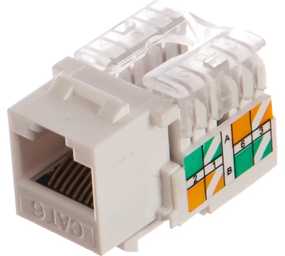 Модуль Keystone NETLAN категория 6, RJ45/8P8C, неэкранированный, белый, 10шт. EC-UKJ-UE2-WT-10