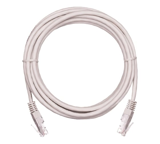 Шнур NETLAN U/UTP 4 пары, категория 5e, PVC, серый, 1м, EC-PC4UD55B-BC-PVC-010-GY-10