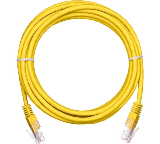 Шнур NETLAN U/UTP 4 пары, категория 5e, PVC, желтый, 10м, 5шт. EC-PC4UD55B-BC-PVC-100-YL-5