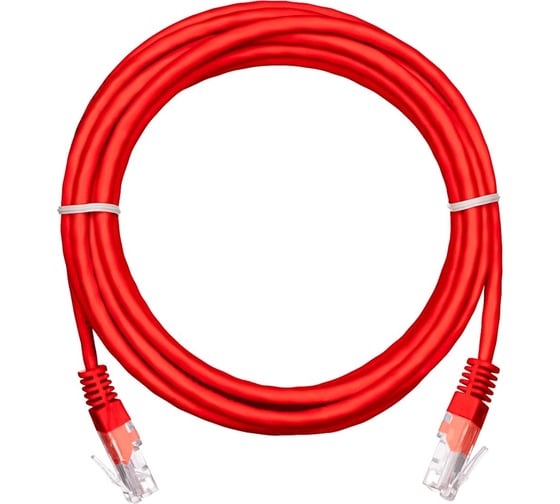 Шнур NETLAN U/UTP 4 пары, категория 5e, PVC, красный, 0,5м, 10шт. EC-PC4UD55B-BC-PVC-005-RD-10