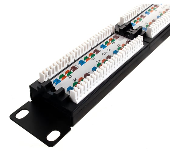 Панель NETLAN 19", 1U, 24 порта, категория 5e, RJ45/8P8C, неэкранированный, черная EC-URP-24-UD2