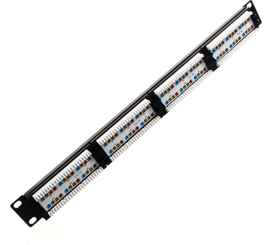 Панель NETLAN 19", 1U, 24 порта, категория 5e, RJ45/8P8C, неэкранированный, черная EC-URP-24-UD2