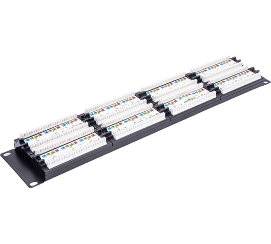 Панель NETLAN 19", 2U, 48 портов, категория 5e, RJ45/8P8C, неэкранированная, черная EC-URP-48-UD2