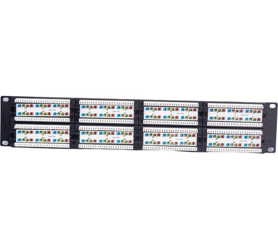 Панель NETLAN 19", 2U, 48 портов, категория 5e, RJ45/8P8C, неэкранированная, черная EC-URP-48-UD2
