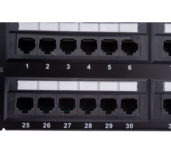 Панель NETLAN 19", 2U, 48 портов, категория 5e, RJ45/8P8C, неэкранированная, черная EC-URP-48-UD2