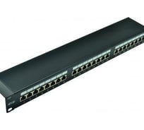 Панель NETLAN 19", 1U, 24 порта, категория 5e, RJ45/8P8C, экранированная, черная EC-URP-24-SD2