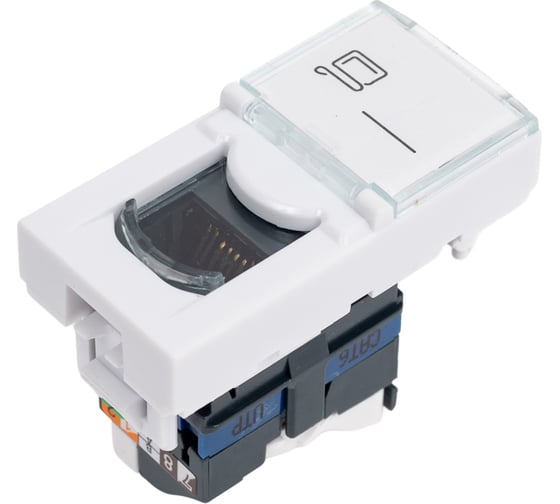 Keystone Cabeus Jack RJ-45(8P8C), 180 градусов, категория 6, безинструментный монтаж, вставка Mosaic (арт.076561) KJ-RJ45-Cat.6-180T-FP-L-22,5