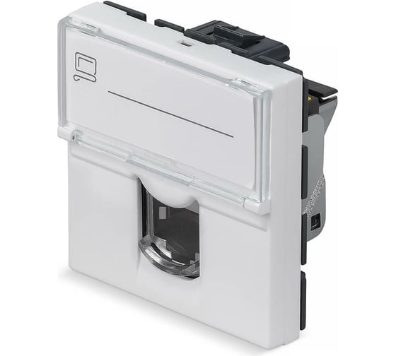 Keystone Cabeus Jack RJ-45(8P8C), 180 градусов, категория 6a, экранированная, безинструментный монтаж, вставка Mosaic (арт.076576) KJ-RJ45-Cat.6a-SH-180T-FP-L-45 1