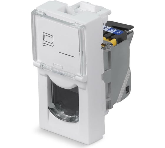 Keystone Cabeus Jack RJ-45(8P8C), 180 градусов, категория 6a, экранированная, безинструментный монтаж, вставка Mosaic (арт.076573) KJ-RJ45-Cat.6a-SH-180T-FP-L-22,5 1