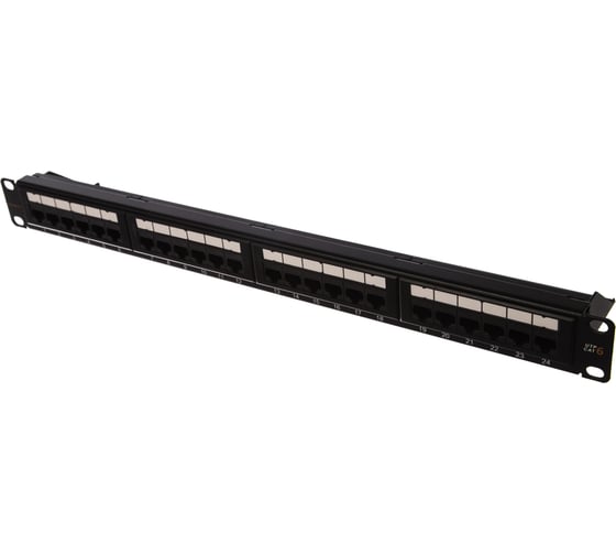 Панель NIKOMAX 19", 1U, 24 порта, категория 6, RJ45/8P8C, неэкранированная, черная NMC-RP24UE2-ES-1U-BK