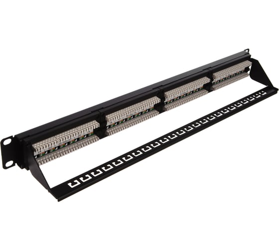 Панель NIKOMAX 19", 1U, 24 порта, категория 6, RJ45/8P8C, неэкранированная, черная NMC-RP24UE2-ES-1U-BK