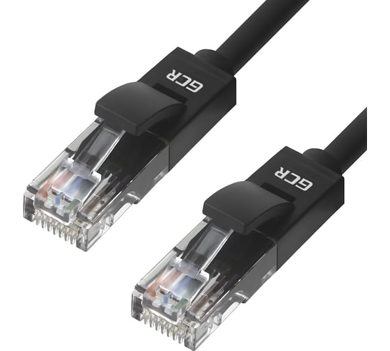 Литой LAN кабель для интернета GCR 0.3m, черный VIVLNIC06-0.3m 1