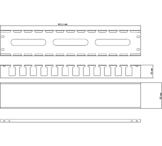 Металлический кабельный организатор Hyperline, CM-2U-ML-COV, с крышкой, 19", 2U 16490