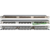 Патч-панель высокой плотности Hyperline, PPHD-19-24-8P8C-C6-SH-110D, 19", 0.5U, 24 порта RJ-45, категория 6, Dual IDC, экранированная, 46091