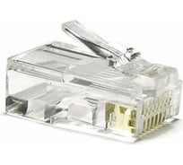 Разъем под витую пару Hyperline, PLUG-8P8C-U-C6-100, RJ-45, 8P8C, категория 6, 50 микродюймов, универсальный, для одножильного и многожильного кабеля, 100 шт, 49367