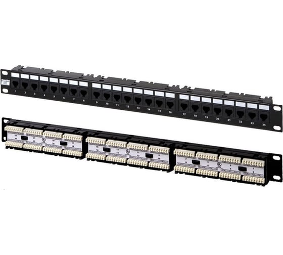 Патч-панель Hyperline, PP-19-24-6P4C-C2, 19", 1U, 24xRJ-12, телефонная, 16137