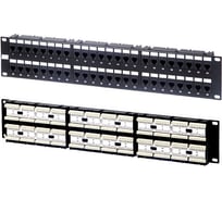 Патч-панель Hyperline, PP-19-48-6P4C-C2, 19", 2U, 48xRJ-12, телефонная, 16138