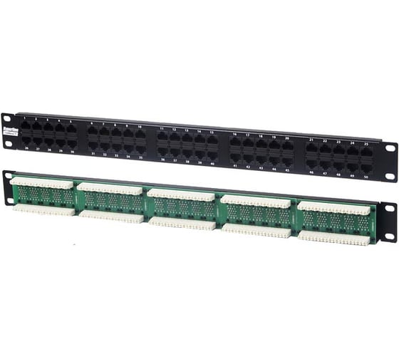 Патч-панель Hyperline PP-19-50-8P8C-C5-110D, 19", 1U, 50 портов RJ-45, категория 5, Dual IDC, компактная раскладка, 2 пары на порт 1,2,3,6, 20341 1