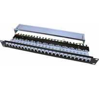 Патч-панель Hyperline, PP3-19-24-8P8C-C5E-SH-110D, 19", 1U, 24 порта RJ-45, полное экранирование, категория 5e, Dual IDC, ROHS, цвет черный, 246037