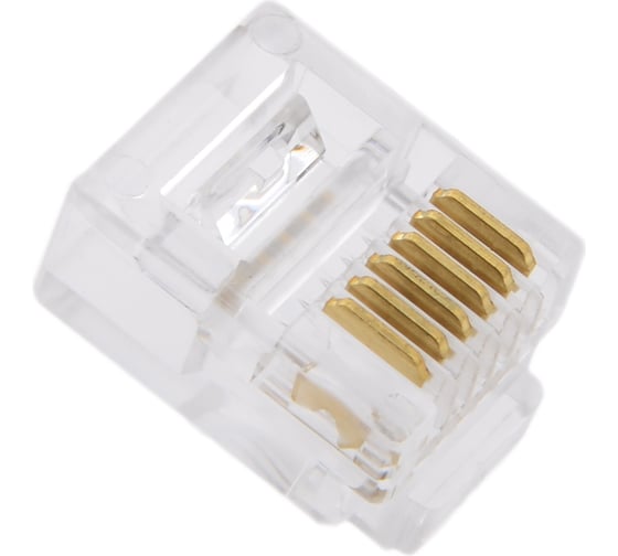 Телефонный коннектор VCOM RJ-12 6P6C 6 мест, 6 контактов , упаковка 100 шт. VTE7717-1/100 1