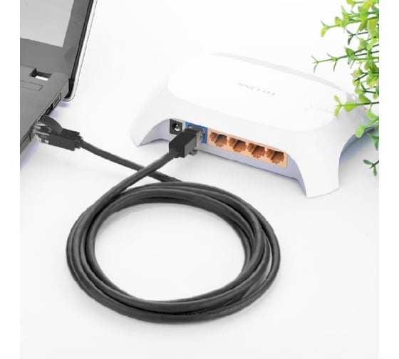 Быстрый LAN кабель для интернета GCR 5.0m, черный, литой LNC606-5.0m