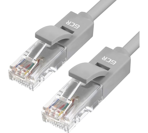 Быстрый LAN кабель для интернета GCR 5.0m, серый, литой LNC603-5.0m